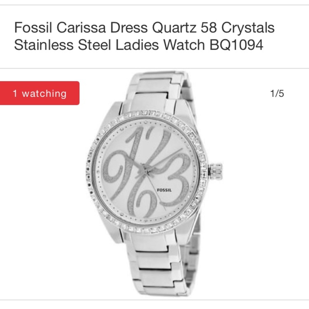 Fossil Silver Crystal-Accent Ladies Stainless Steel Watch